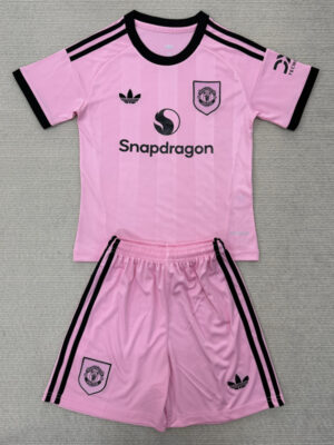 25-26 Man Utd Pink GoalKeeper Kids Soccer Jersey