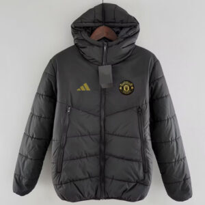 24-25 Man Utd Black Hooded Cotton Coat #棉衣