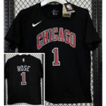T160 BULLS ROSE #1 Black High Quality Casual T-Shirt