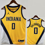 22-23 Indiana Pacers HALIBURTON #0 Yellow Top Quality Hot Pressing NBA Jersey