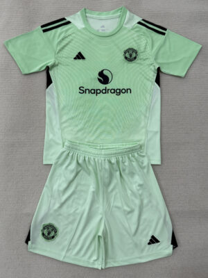 25-26 Man Utd Light Green GoalKeeper Kids Soccer Jersey