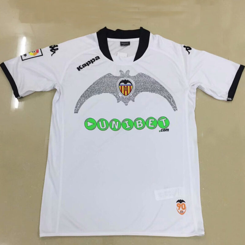 2009 Valencia Home White Retro Soccer Jersey