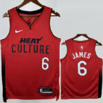 24-25 HEAT JAMES #6 Red City Edition Top Quality Hot Pressing NBA Jersey (V领）