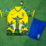 25-26 Brazil  Yellow Green Special Edition Kids Soccer Jersey