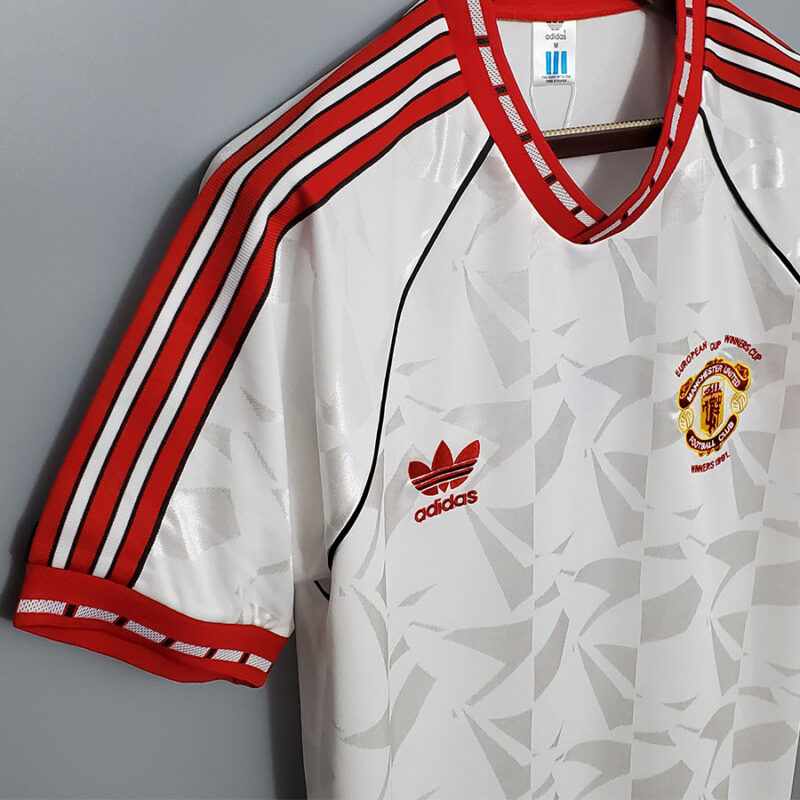 1991-1992 Man Utd Away White Retro Soccer Jersey - Image 6