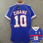 1998 ZIDANE #10 France Home Retro Soccer Jersey(右胸带小字)
