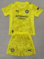 25-26 Man City Yellow Goalkeeper Kids Soccer Jersey