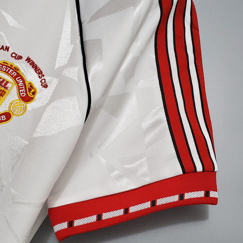 1991-1992 Man Utd Away White Retro Soccer Jersey - Image 7