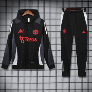 24-25 Man Utd Black Hoodie Tracksuit (卫衣套装)