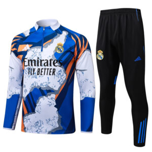 25-26 RMA White blue Half Pull Tracksuit #B2571(半拉链)