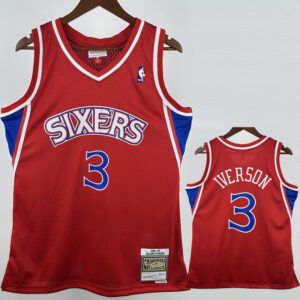 1996-97 76ERS IVERSON #3 Red Retro Top Quality Hot Pressing NBA Jersey