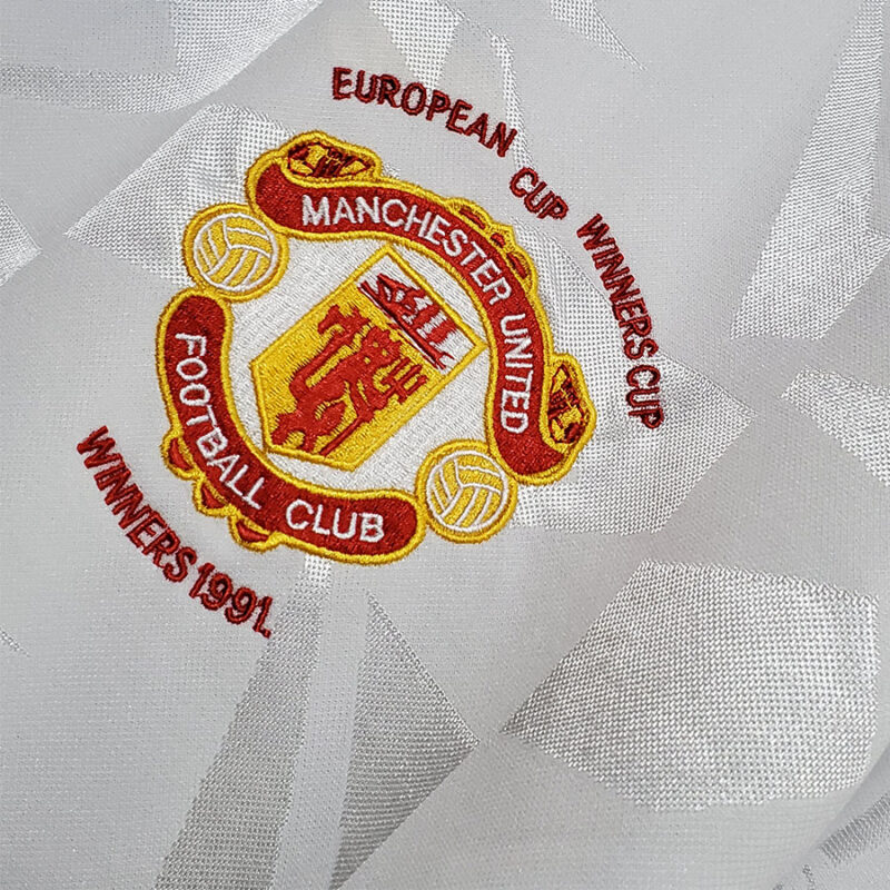 1991-1992 Man Utd Away White Retro Soccer Jersey - Image 5