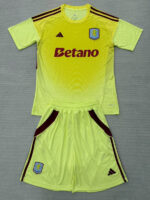 25-26 Aston Villa Yellow Goalkeeper Kids Soccer Jersey