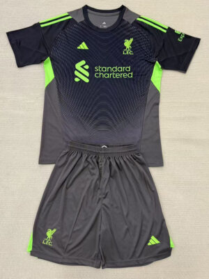 25-26 LIV Black GoalKeeper Kids Soccer Jersey (绿标)