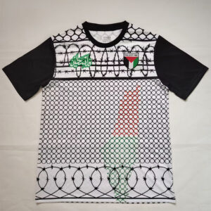 Palestina FC Grey Black Retro Soccer Jersey (铁丝网)