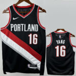 22-23 Trail Blazers YANG #16 Black Top Quality Hot Pressing NBA Jersey