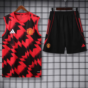 25-26 Man Utd Red black Tank top and shorts suit