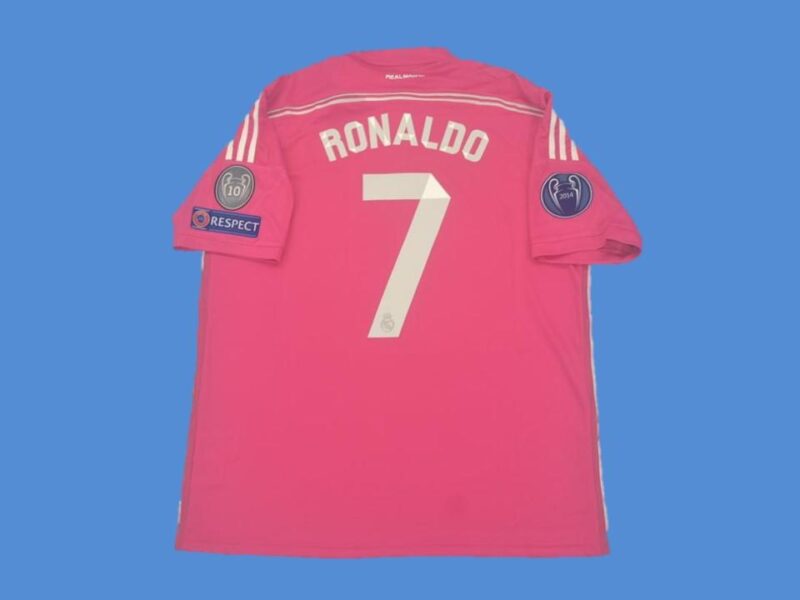 2014-2015 RMA Away Pink Retro Soccer Jersey - Image 5