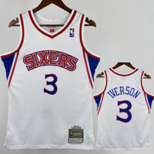 1996-97 76ERS IVERSON #3 White Retro Top Quality Hot Pressing NBA Jersey