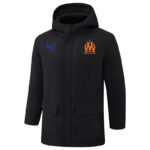 24-25 Marseille Black Hooded Windbreaker Fabric Cotton Coat #G248(橙标)
