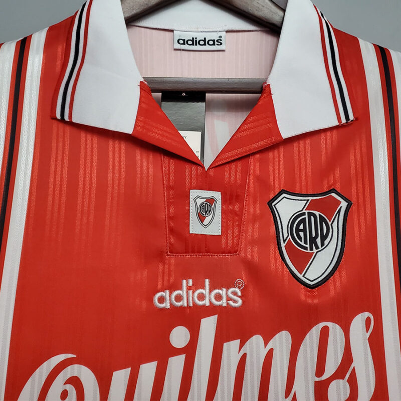 1995-1996 River Plate Away Red Retro Soccer Jersey - Image 3
