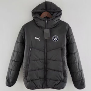 24-25 Man City Black Hooded Cotton Coat #棉衣