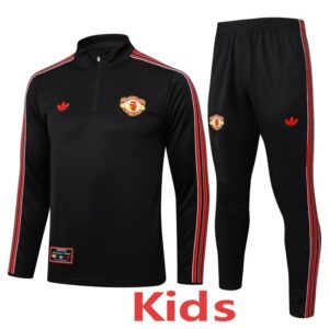 25-26 Man Utd Black Kids Half Pull Tracksuit #E2509(童装)(半拉链)