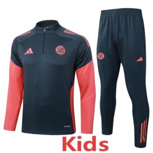 25-26 Bayern Dark gray Kids Half Pull Tracksuit #E25155(童装)(半拉链)