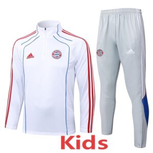 25-26 Bayern White Kids Half Pull Tracksuit #E25109(童装)(半拉链)