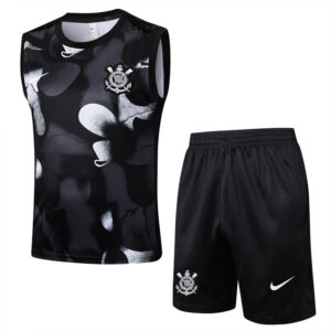 25-26 Corinthians Black Tank top and shorts suit #D2523