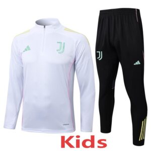 25-26 JUV White Kids Half Pull Tracksuit #E25117(童装)(半拉链)