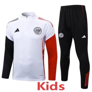 25-26 Ajax White Kids Half Pull Tracksuit #E25125(童装)(半拉链)