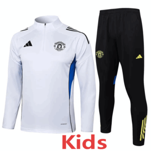 25-26 Man Utd White Kids Half Pull Tracksuit #E2553(童装)(半拉链)