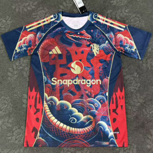 25-26 Man Utd Red Black Fans Training shirts (蛇纹)