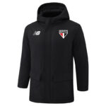24-25 Sao Paulo Black Hooded Windbreaker Fabric Cotton Coat #G261