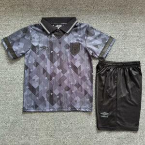 1990 England Grey Black Kids Retro Soccer Jersey