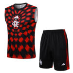 25-26 Flamengo Red Black Tank top and shorts suit #D2539