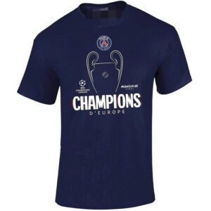 2025 PSG Royal blue CHAMPIONS High Quality Casual T-Shirt 宝蓝大杯白字
