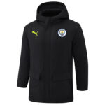 24-25 Man City Black Hooded Windbreaker Fabric Cotton Coat #G242(绿彪标)