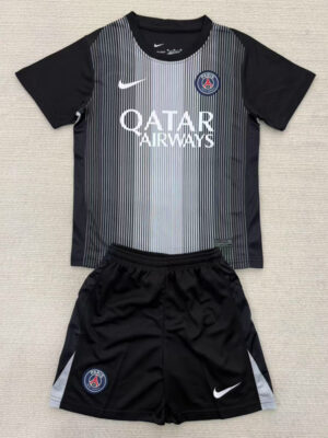 25-26 PSG Black GoalKeeper Kids Soccer Jersey