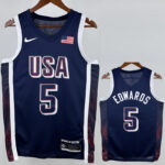 2024 Olympic Game USA EDWARDS # 5 Dark Blue Basketball Jersey
