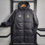 23-24 Argentina Black Hooded Cotton Coat White Edge (白色边) 棉衣