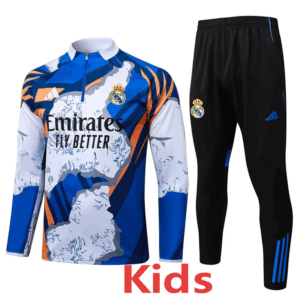 25-26 RMA White blue Kids Half Pull Tracksuit #E25129(童装)(半拉链)