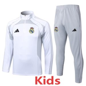25-26 RMA White grey Kids Half Pull Tracksuit #E25106(童装)(半拉链)