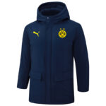 24-25 Dortmund Royal Blue Hooded Windbreaker Fabric Cotton Coat #G252