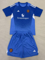 25-26 Man Utd Blue GoalKeeper Kids Soccer Jersey