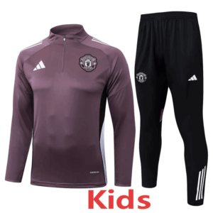 25-26 Man Utd Grey purple Kids Half Pull Tracksuit #E2589(童装)(半拉链)