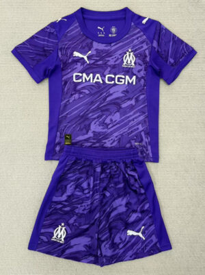 25-26 Marseille Purple Goalkeeper Kids Soccer Jersey