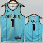 24-25 Hornets BALL #1 Blue City Edition Top Quality Hot Pressing NBA Jersey(V领)