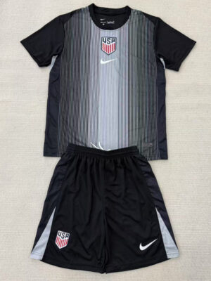 25-26 USA  Black Goalkeeper Kids Soccer Jersey